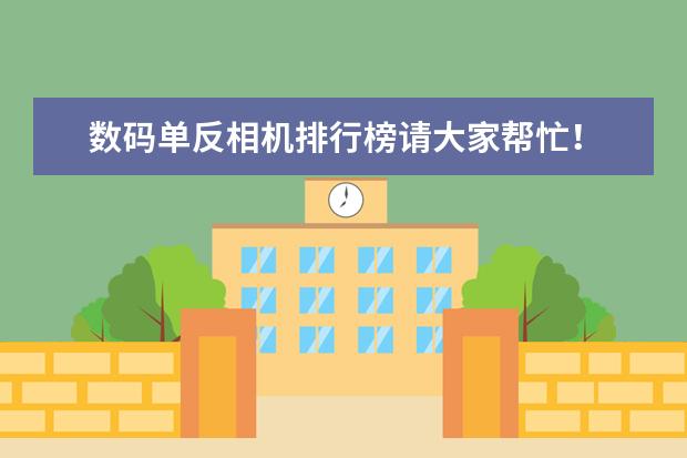数码单反相机排行榜请大家帮忙！