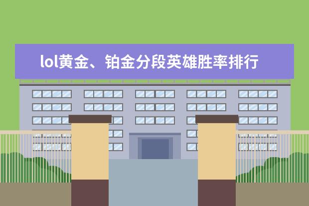 lol黄金、铂金分段英雄胜率排行榜 美服LOL英雄排行榜