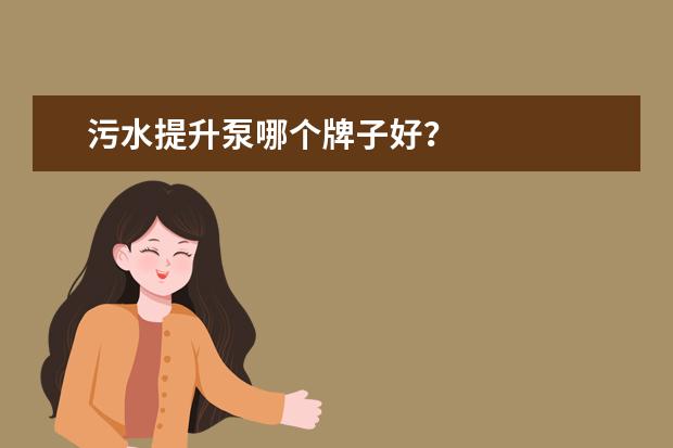 污水提升泵哪个牌子好?