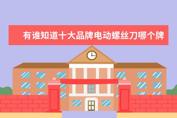 有谁知道十大品牌电动螺丝刀哪个牌子好么
